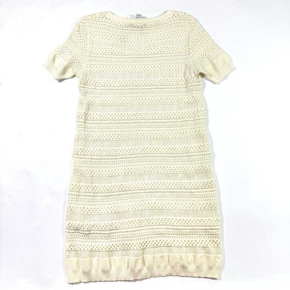 MNG Mango Crochet Sweater Dress Ivory Short Sleeve - Picture 2 of 6